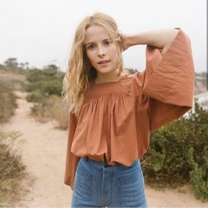 Doen Terracotta / Clay Peasant Blouse Top small